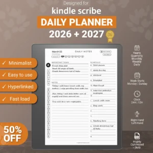 Kindle Scribe Daily Planner 2026 2027 Template