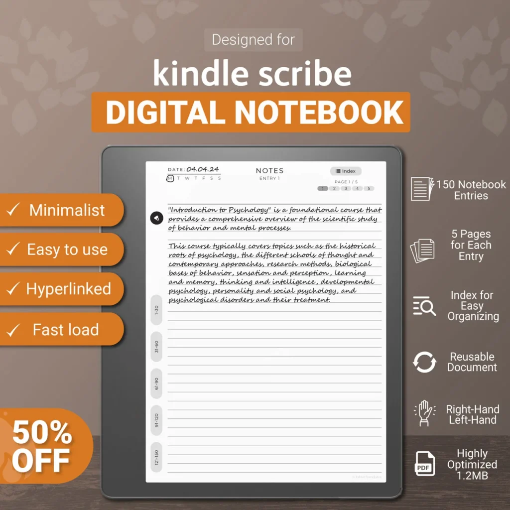 Kindle Scribe Digital Notebook Template