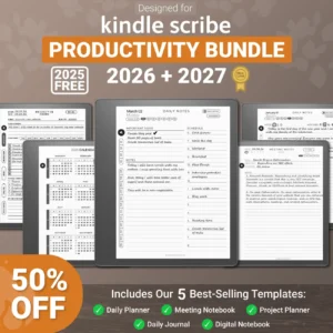 kindle scribe templates productivity bundle 2025 2026 2027