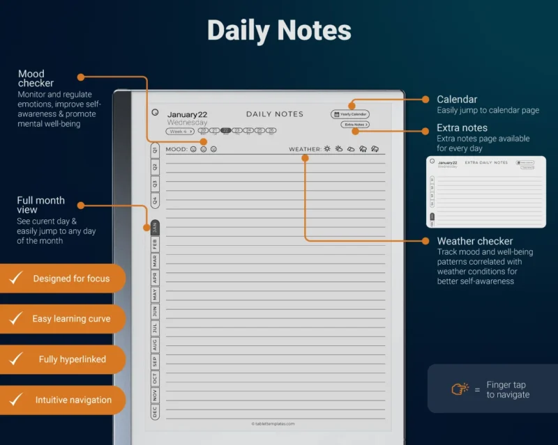 reMarkable 2 Daily Journal Notes Page