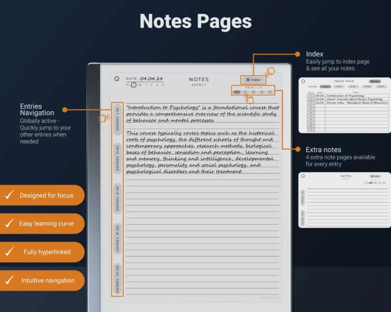 reMarkable 2 Digital Notebook Notes Pages