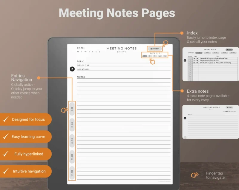 Kindle Scribe Meeting Notes - Hyperlinked Page