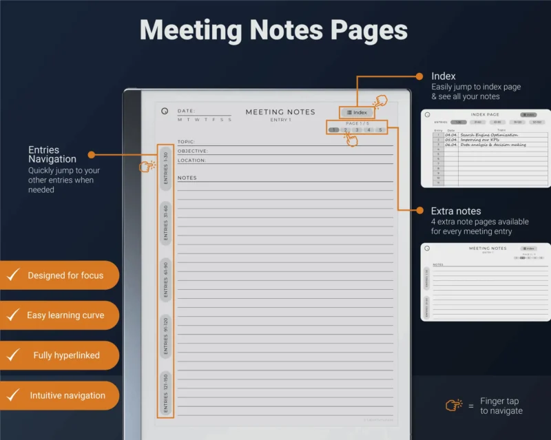 reMarkable 2 Meeting Notebook Notes Pages