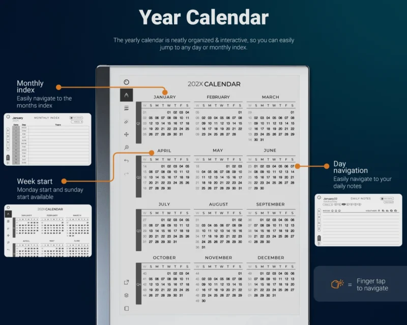 reMarkable 2 Daily Journal Year Calendar