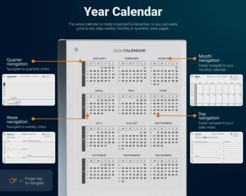 4.DailyPlanner-Calendar reMarkable 2 Calendar Template