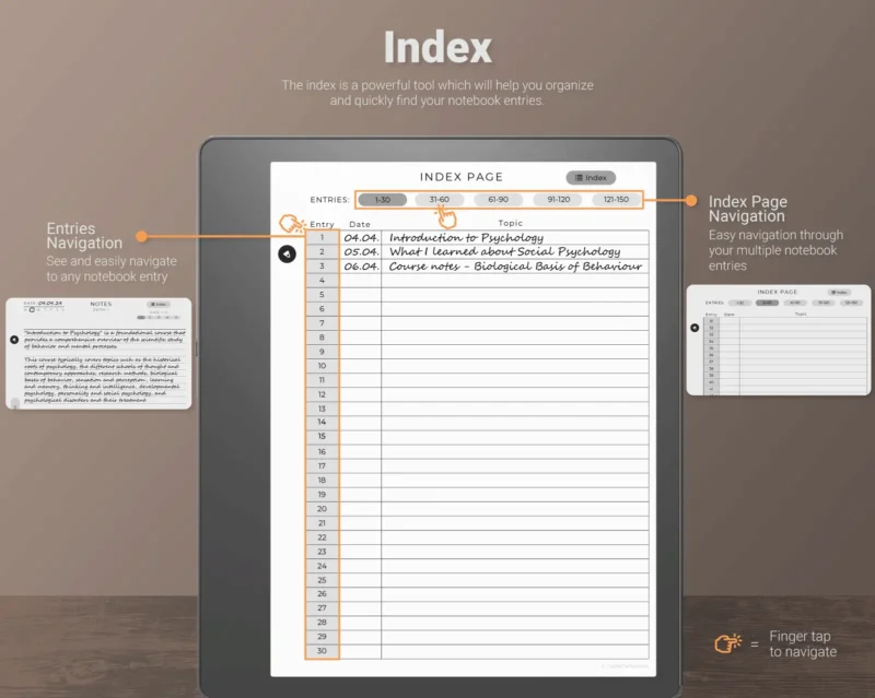 Kindle Scribe Digital Notebook - Index