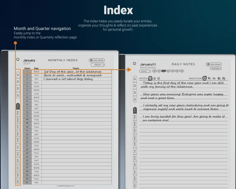 reMarkable Paper Pro Journal Index Organize