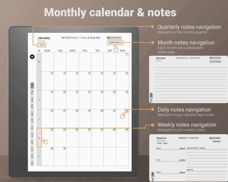 Kindle Scribe Daily Planner 2024 2025 - Monthly Calendar