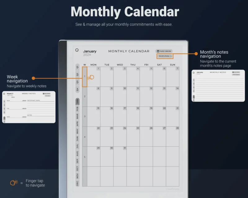 reMarkable 2 Monthly Calendar