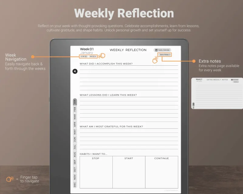 Kindle Scribe Daily Journal 2024 2025 - Weekly Reflections Page