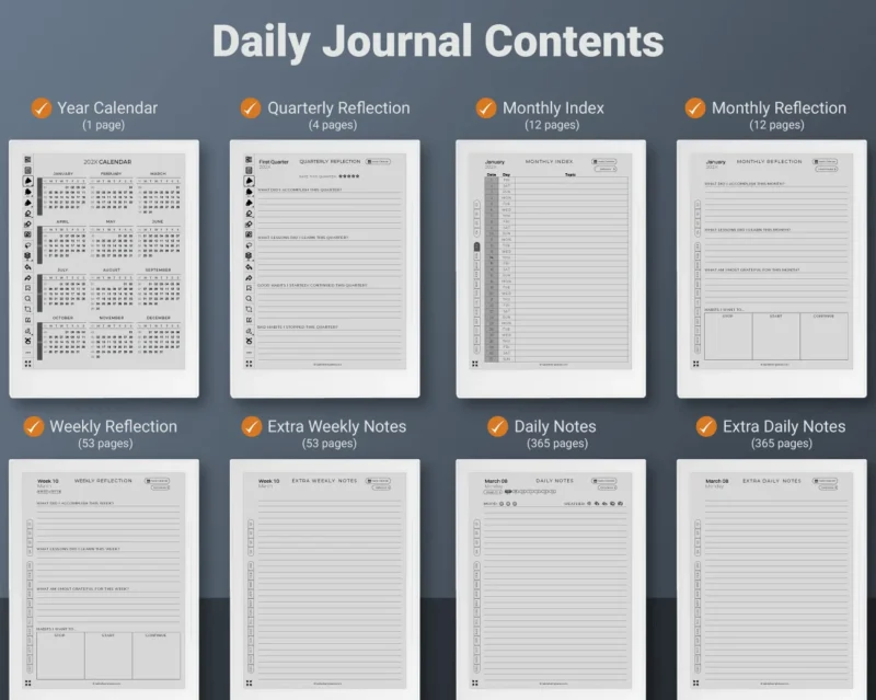 Supernote Daily Journal Template 2026 2027 for Manta, Nomad, A5 A6 X1 X2