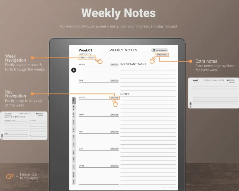 Kindle Scribe Daily Planner 2024 2025 - Weekly Notes Page