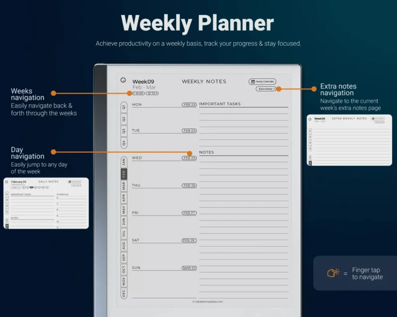 7.DailyPlanner-Weekly reMarkable 2 Weekly Planner Template