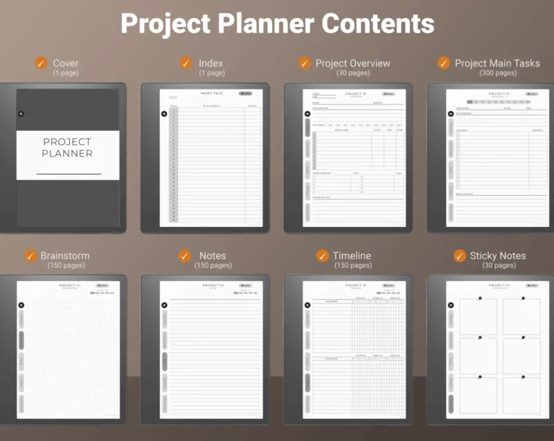 Kindle Scribe Project Planner - Contents
