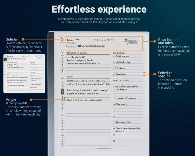 9.DailyPlanner-Effortless reMarkable 2 Planner Best Writing Experience