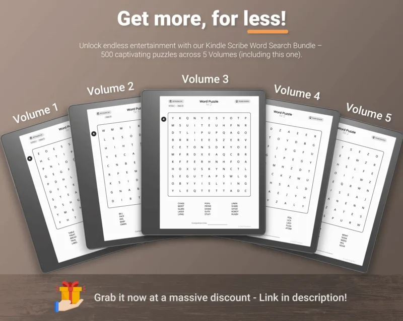 Kindle Scribe Word Search Puzzle Games Bundle Offer
