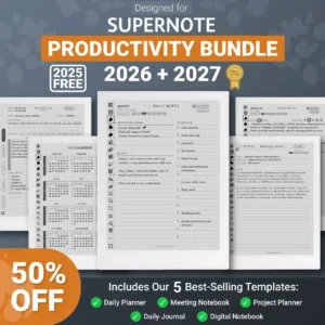 Supernote Templates Productivity Bundle 2026 2027 for Manta, Nomad, A5 A6 X1 X2 Planner, Journal, Meeting, Project