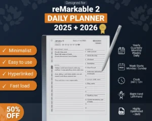 reMarkable 2 Daily Planner 2024 2025 Template Calendar