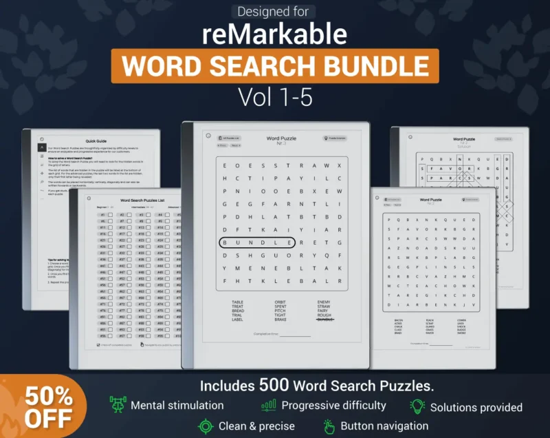 reMarkable 2 Word Search Puzzle Bundle