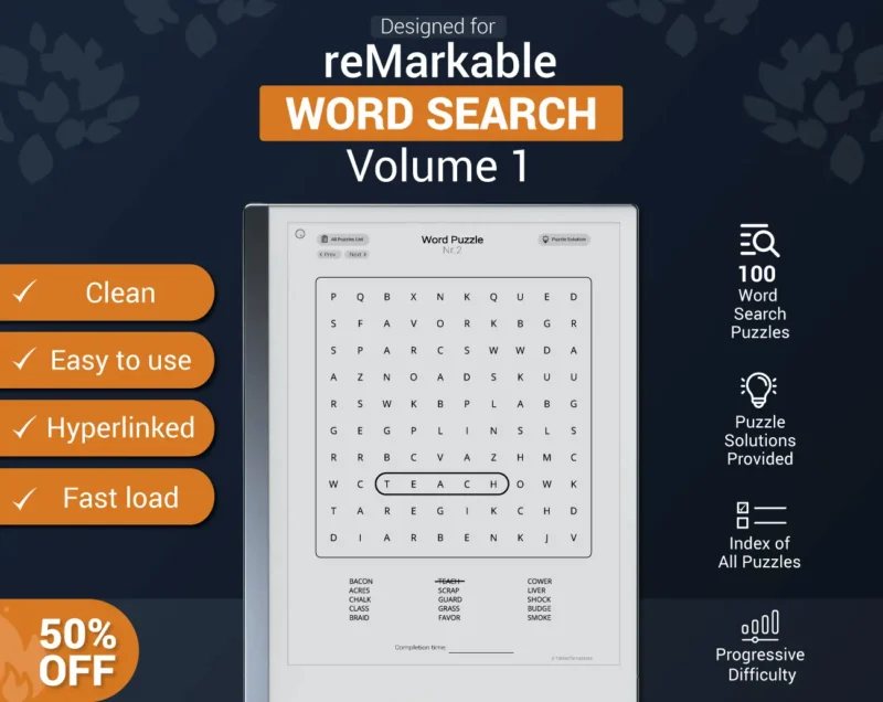 reMarkable 2 Word Search Puzzle - Vol 1