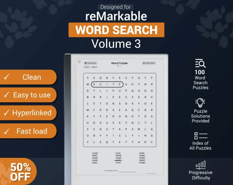 reMarkable 2 Word Search Puzzle - Vol 3