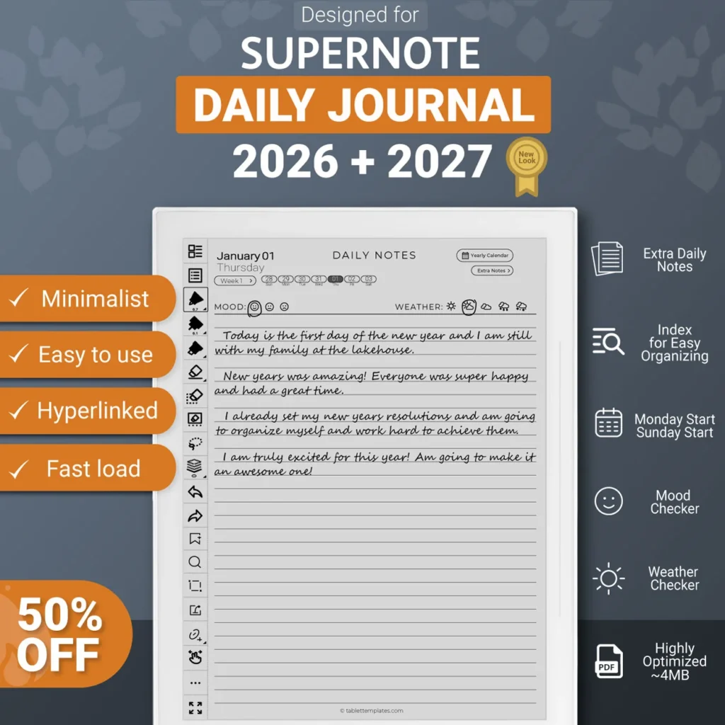 Supernote Daily Journal 2026-2027