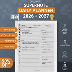 For Supernote Daily Planner Template 2026 2027 A5X X2 Manta A6X Nomad