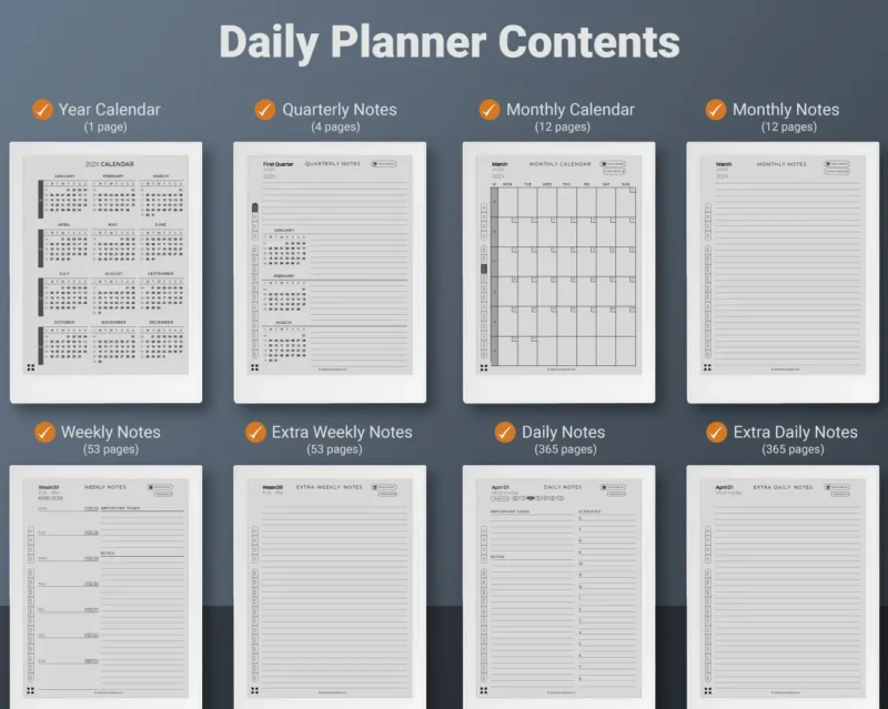 Supernote Daily Planner 2026 2027 Contents