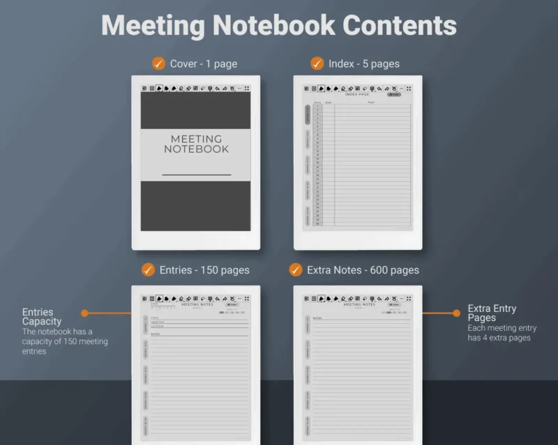 Supernote Meeting Notes Template Notebook - Contents