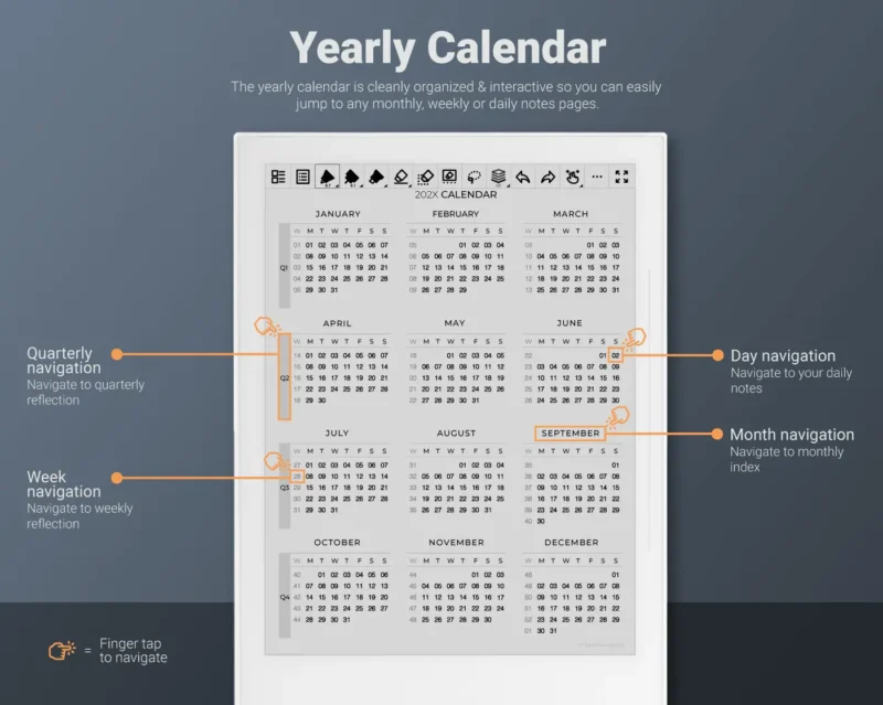 Supernote Daily Journal - Yearly Calendar