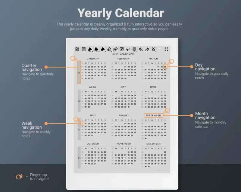 Supernote Yearly Calendar