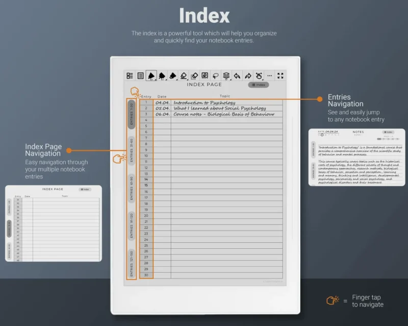 Supernote Digital Notebook Template - Index