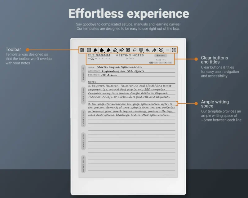 Supernote Meeting Notes Template Notebook - Best Writing Experience