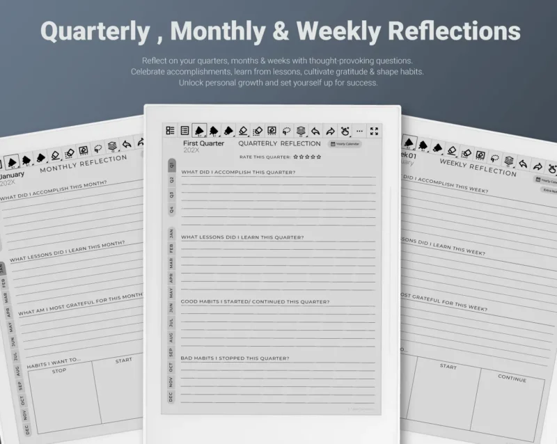 Supernote Daily Journal - Quarterly, Monthly & Weekly Reflections