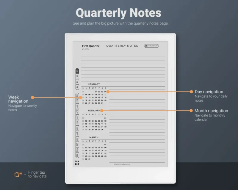 Supernote Daily Planner 2026 2027 Quarterly Notes