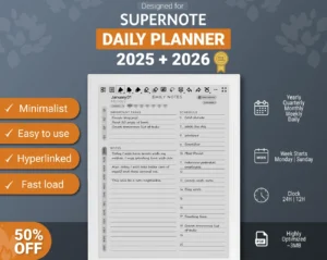 For Supernote Daily Planner Template 2025 2026 A5X X2 Manta A6X Nomad