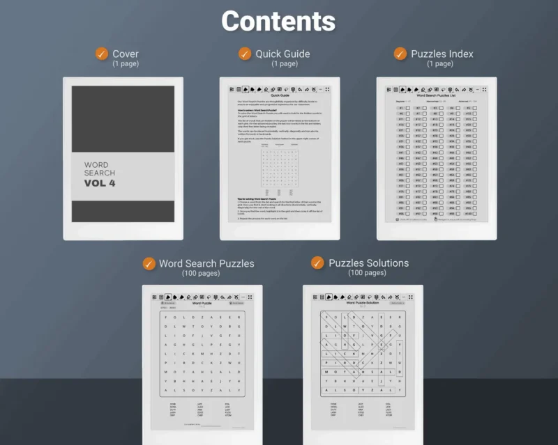 Supernote Word Search Puzzle Games Volume 4 - Contents