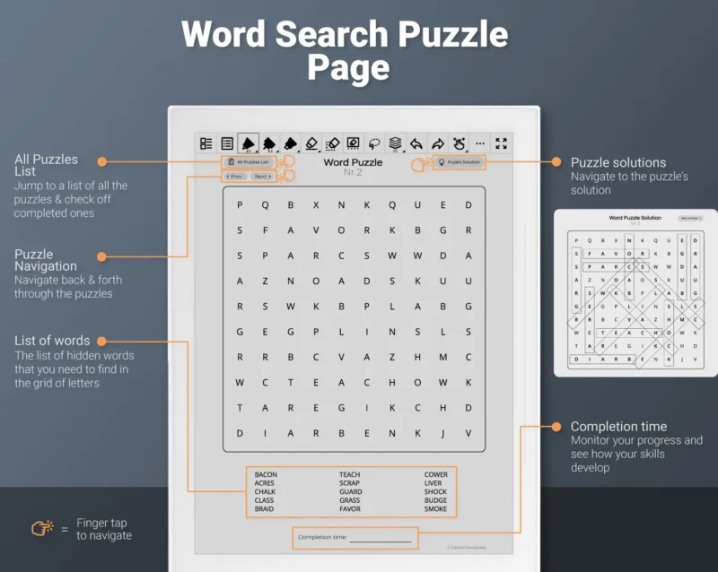 Supernote Word Search Puzzle Games Volume 1 - Hyperlinked PDF