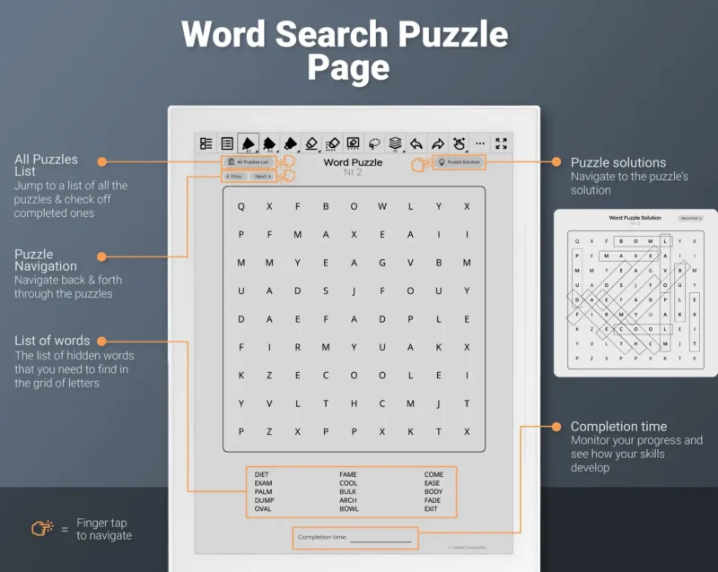 Supernote Word Search Puzzle Games Volume 2 - Hyperlinked PDF