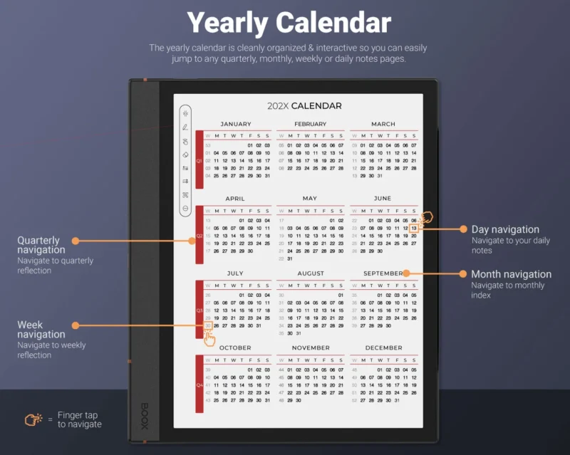Boox Daily Journal Yearly Calendar 2026-2027 Note Air Tab Ultra Go Color