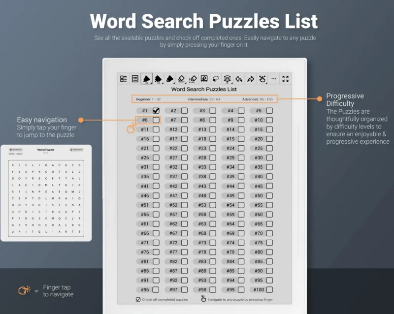 Supernote Word Search Puzzle Games Volume 1 - Index