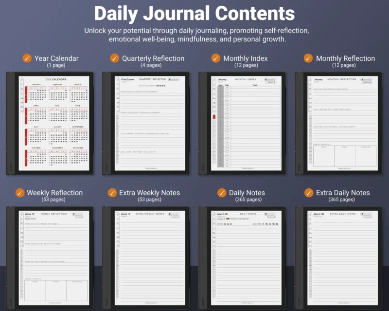 Onyx Boox Daily Journal Templates 2026 2027