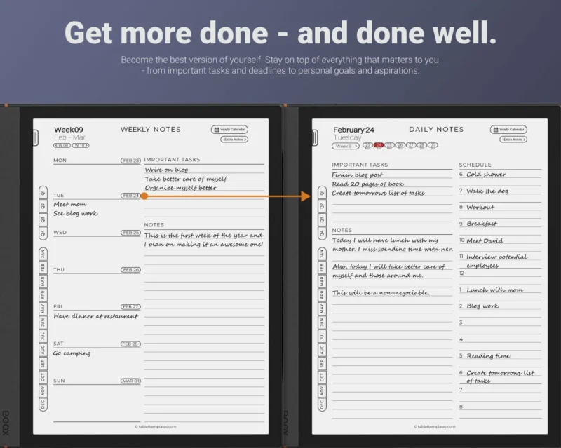 Boox Daily Planner Template 2026 2027 Note Air Tab Ultra Go Get more done and done well