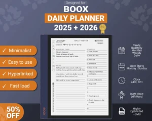 Boox Daily Planner Template 2025 2026 Note Air Tab Ultra Go Calendar