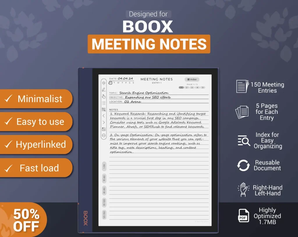 Boox Meeting Notes Templates Notebook Note Air Tab Ultra