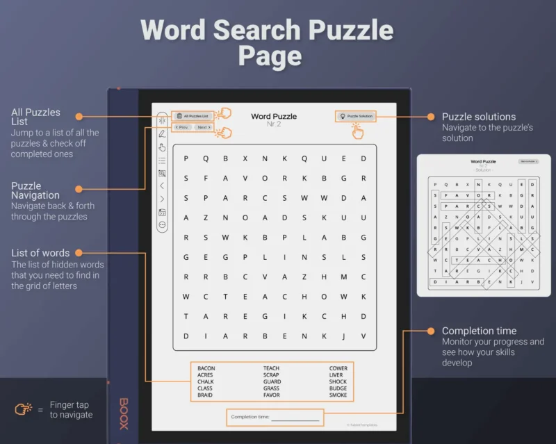 Boox Word Search Puzzle Games Volume 1 - Hyperlinked PDF