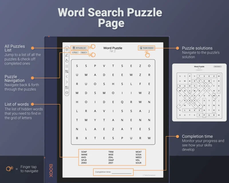 Boox Word Search Puzzle Games Volume 5 - Hyperlinked PDF