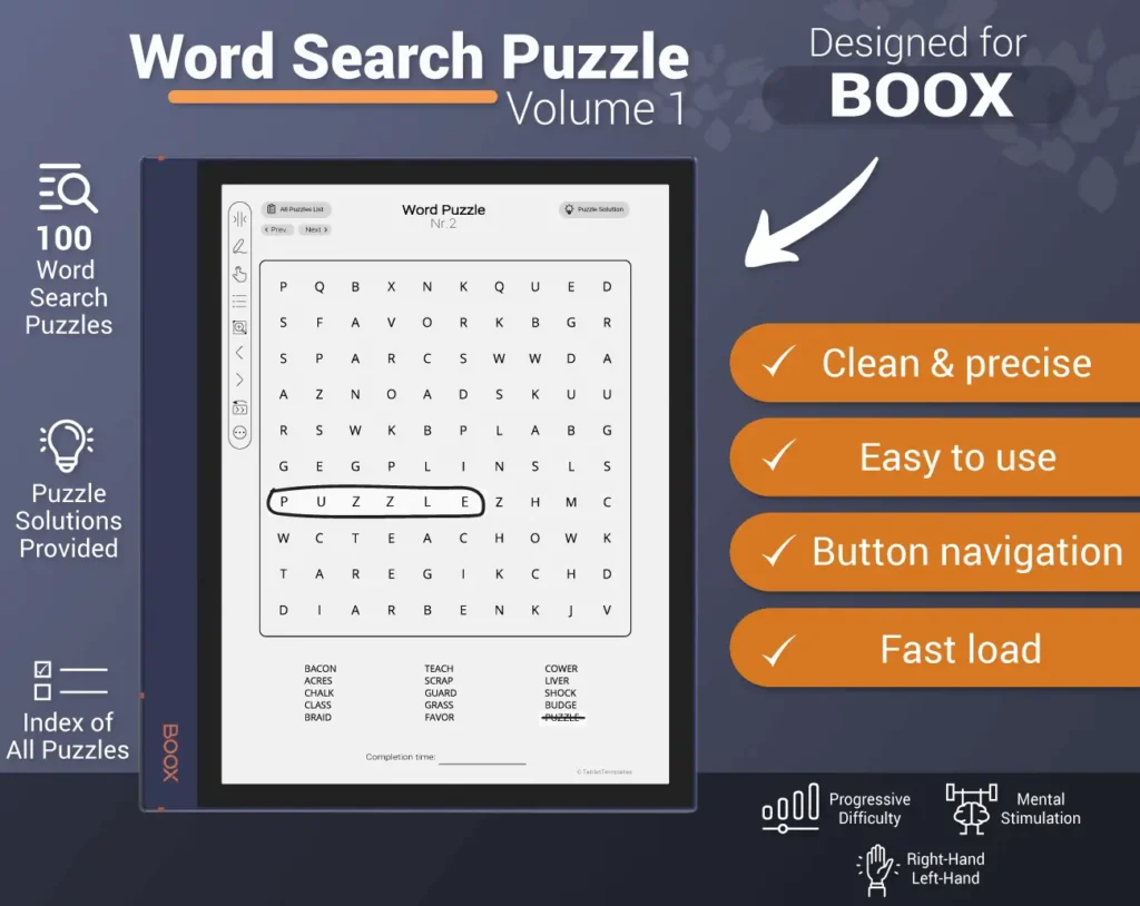 Boox Word Search Puzzle Games Volume 1 Note Air Tab Ultra