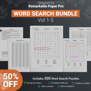 reMarkable paper pro word search puzzle games bundle
