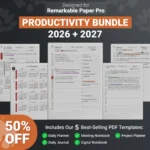 Designed for reMarkable Paper Pro Productivity Bundle - Daily Planner, Meeting Notes, Project Planner, Digital Notebook, Daily Journal